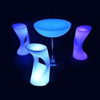 LED cocktail bar table and stools
